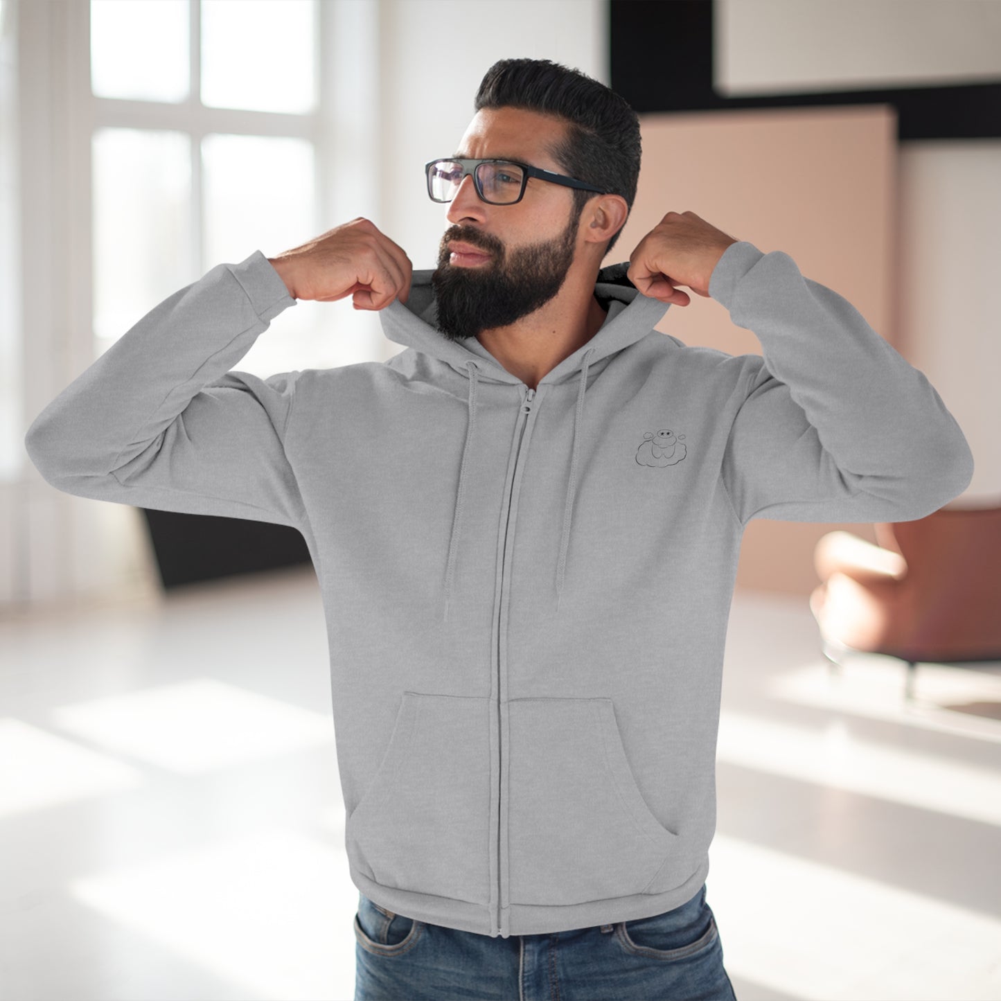 LIGHT GREY GHOST ZIP UP